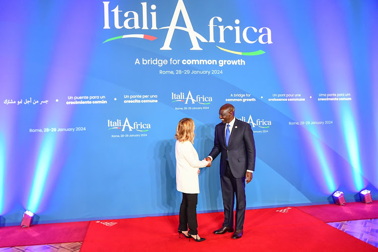 President William Ruto attending the Plenary session of the Italy-Africa summit in Rome, Italy on January 29, 2024. Image: PCS